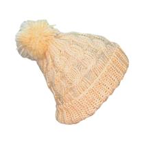 Touca De Tricô Pom Pom Roupas De Frio Inverno Bege
