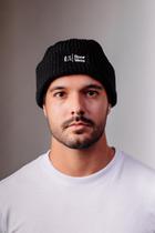 Touca de tricô preto estilo marinheiro