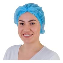 Touca Descartável De Tnt Com Elástico Azul 100 Unidades