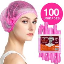 Touca Descartável Gorro TNT Sanfonada Rosa Pacote C/ 100 Unidades