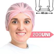 Touca Descartável Rosa Tnt Com Elástico 200 Unidades