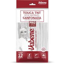 Touca Descartável Sanfonada 20CM 100% TNT Branca - Pacote com 12