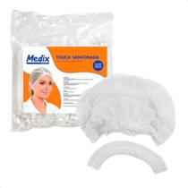 Touca Descartável Sanfonada com Elástico Branca - Medix - 100 Unidades Touca Descartável Sanfonada com Elástico Branca - Medix - 100 Unidades