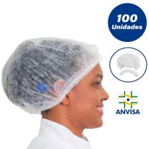 Touca Descartável TNT Sanfonada Branca com Anvisa 100 unidade - DESCARPACK