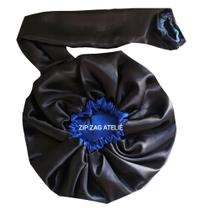 Touca Difusora Secadora Anti Frizz Preta e Azul Royal Zip Zag - Zip Zag Atelie