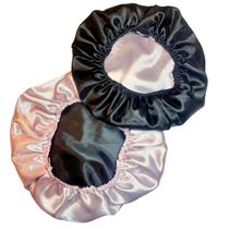 Touca Dupla Face De Cetim Anti Frizz Preta E Champagne