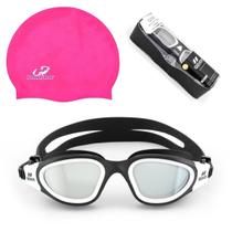 Touca E Óculos De Natação Profissional Silicone, Mar Piscina