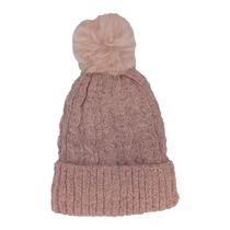 Touca Feminina Forrada Com pompom Gorro de inverno Rosa