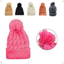 Touca Feminina Gorro Com Pompom Lã Inverno Frio