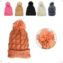 Touca Feminina Gorro Com Pompom Lã Inverno Frio