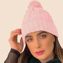 Touca Feminina Gorro De Lã Com Pompom Elegante Macia