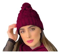Touca Feminina Gorro De Lã Com Pompom Elegante Macia