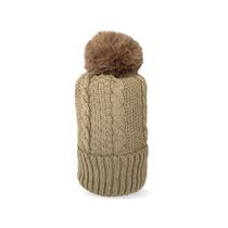 Touca Feminina Gorro Pompom De Tricô Com Forro Pelúcia Moda Inverno