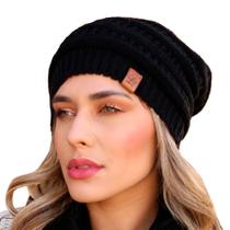 Touca feminina masculina gorro lã grossa tricot frio inverno