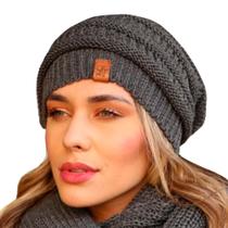 Touca feminina masculina gorro lã grossa tricot frio inverno