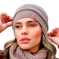 Touca feminina masculina gorro lã grossa tricot frio inverno