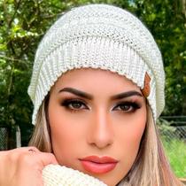 Touca feminina masculina gorro lã grossa tricot frio inverno