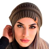 Touca feminina masculina gorro lã grossa tricot frio inverno
