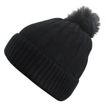 Touca Gorro Adulto Peluciada Preta Pompom Tamanho Único