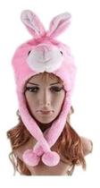 Touca Gorro Bichinho Animal Zoo Frio Fantasia Coelhinho Rosa