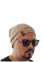 Touca Gorro Caído em Tricô de Lã Modelo Masculino Clássico