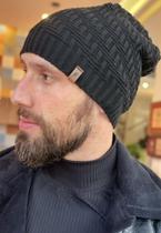 Touca Gorro Caído em Tricô de Lã Modelo Masculino Clássico