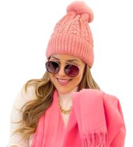 Touca Gorro De Frio Feminina Adulto Juvenil Forrada Lã Pompom- Premium - RDM