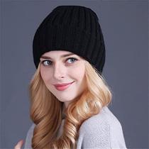 Touca Gorro de Inverno ElaShopp Malha Grossa de Lã para Mulheres