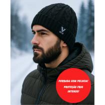 Touca Gorro de Lã Forrada com Pelucia Unisex Adulto Juvenil Feminina Masculino Frio Inverno Boina Preto