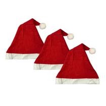 Touca Gorro de Papai Noel Vermelha 35x27cm Chapeu Acessório Natalino em Feltro Leve e Confortável