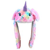 Touca Gorro de Pelúcia Unicórnio Mexe e Levanta Orelha Capuz Infantil de Frio Castela Touca Gorro de Pelúcia Unicórnio Mexe e Levanta Orelha Capuz Infantil de Frio Castela
