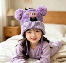 Touca Gorro Desenho De Ratinho Com Pompom Tampa Olhea Forrada Para Infantil (6mes-6anos)