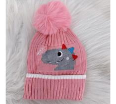 Touca Gorro Dinossauro Infantil Touca De Lã Com Pompom Dia Frio(6meses-8anos)