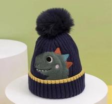 Touca Gorro Dinossauro Infantil Touca De Lã Com Pompom Dia Frio(6meses-8anos)