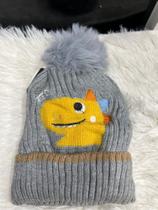 Touca Gorro Dinossauro Infantil Touca De Lã Com Pompom Dia Frio(6meses-8anos)