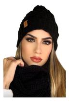 Touca Gorro Feminina E Infantil Pompom Gola Cachecol Lã Frio