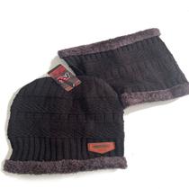 Touca Gorro Frio + Protetor Gola Peluciada Pescoço Inverno