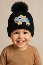 Touca Gorro Infantil Dinossauro Pompom Forrada Inverno 1855