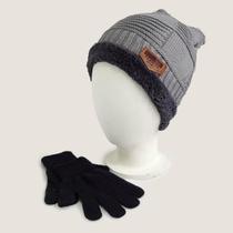 Touca Gorro Masculino Franelado Pelinho Para Inverno + Luva Preta Para Homem Touca Gorro Masculino Franelado Pelinho Para Inverno + Luva Preta Para Homem