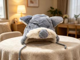 Touca Gorro Tampa de Orelha Infantil Inverno Animais Lobo Quentinho(2-6 anos)