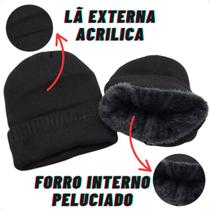 Touca Gorro Térmico Forro Peluciado Unissex Adulto Preta Ref DC2524