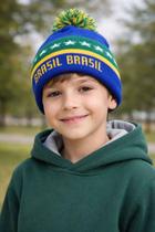 Touca Infantil Brasil Inverno Gorro Unissex Copa Do Mundo Azul Touca Infantil Brasil Inverno Gorro Unissex Copa Do Mundo Azul