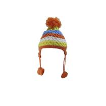 Touca infantil com pompom de malha color com forro interno