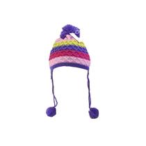 Touca infantil com pompom de malha color com forro interno