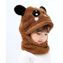 Touca Infantil Com Protetor De Pescoço , Gorro Boné Cachecol