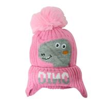 Touca Infantil Gorro Bebês De Lã Forrada C/ Pelinho Pompom Dino