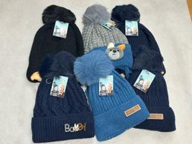 Touca Infantil Gorro Bebês De Lã Forrada com Pelinho Pompom