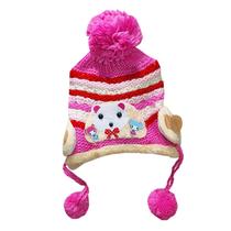 Touca Infantil Lã Forrada com Pelúcia + Pompom e Protetor de Ouvido: Modelo Bichinho 3D