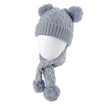 Touca Infantil Roubijoux Com Cachecol Cinza Claro