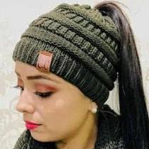 Touca Inverno Gorro de Lã Feminina Com Furo Para Rabo De Cavalo